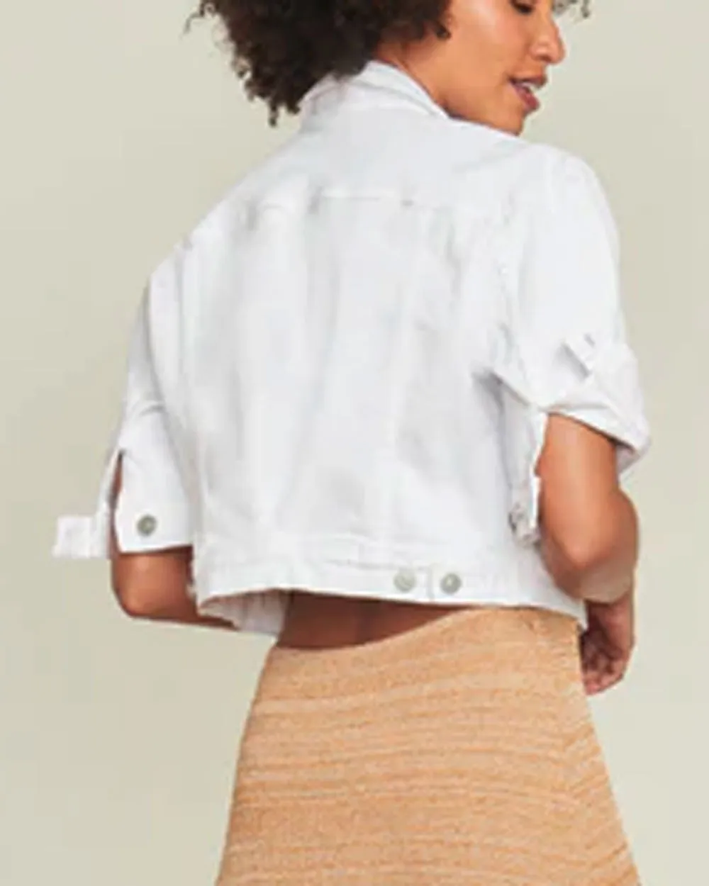 White Raina Short Sleeve Denim Jacket