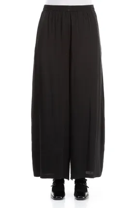 Wide Leg Black Silk Trousers