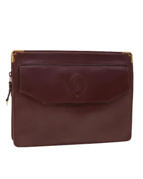 Wine Red Leather Clutch Bag