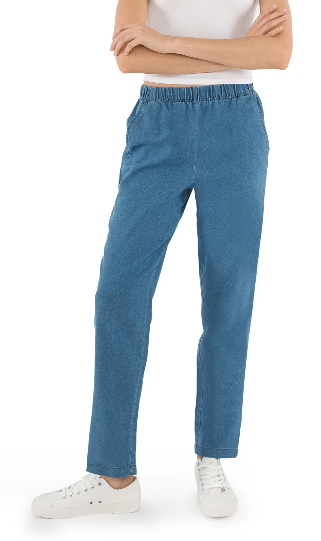 Women's Pull On Denim Jeans - Soft and Lightweight with a Bit of Stretch