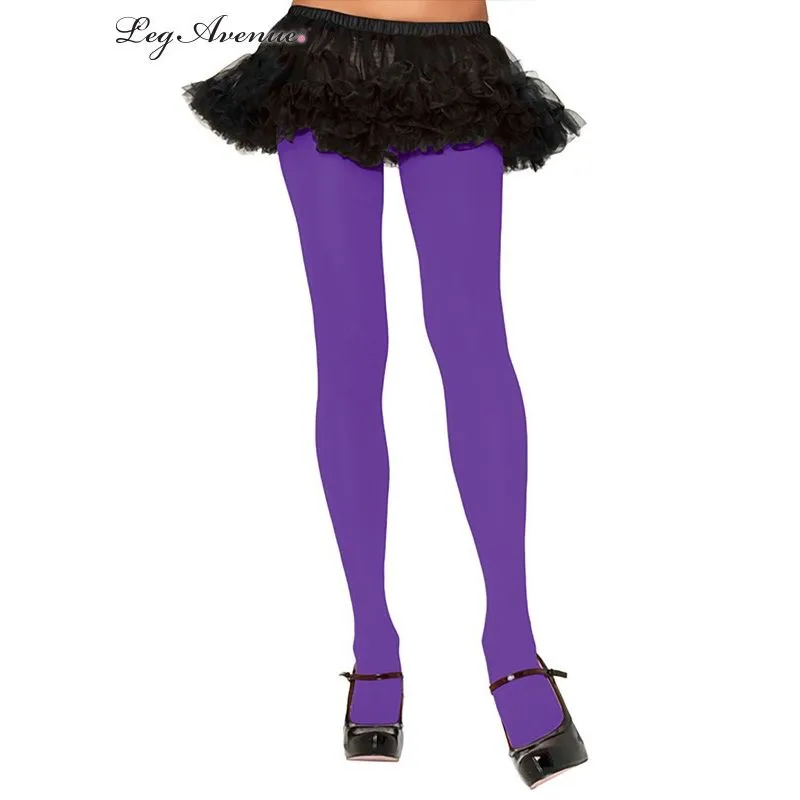 Womens Purple Nylon Spandex Tights - Plus Size