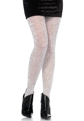 Womens Silver Lurex Tights