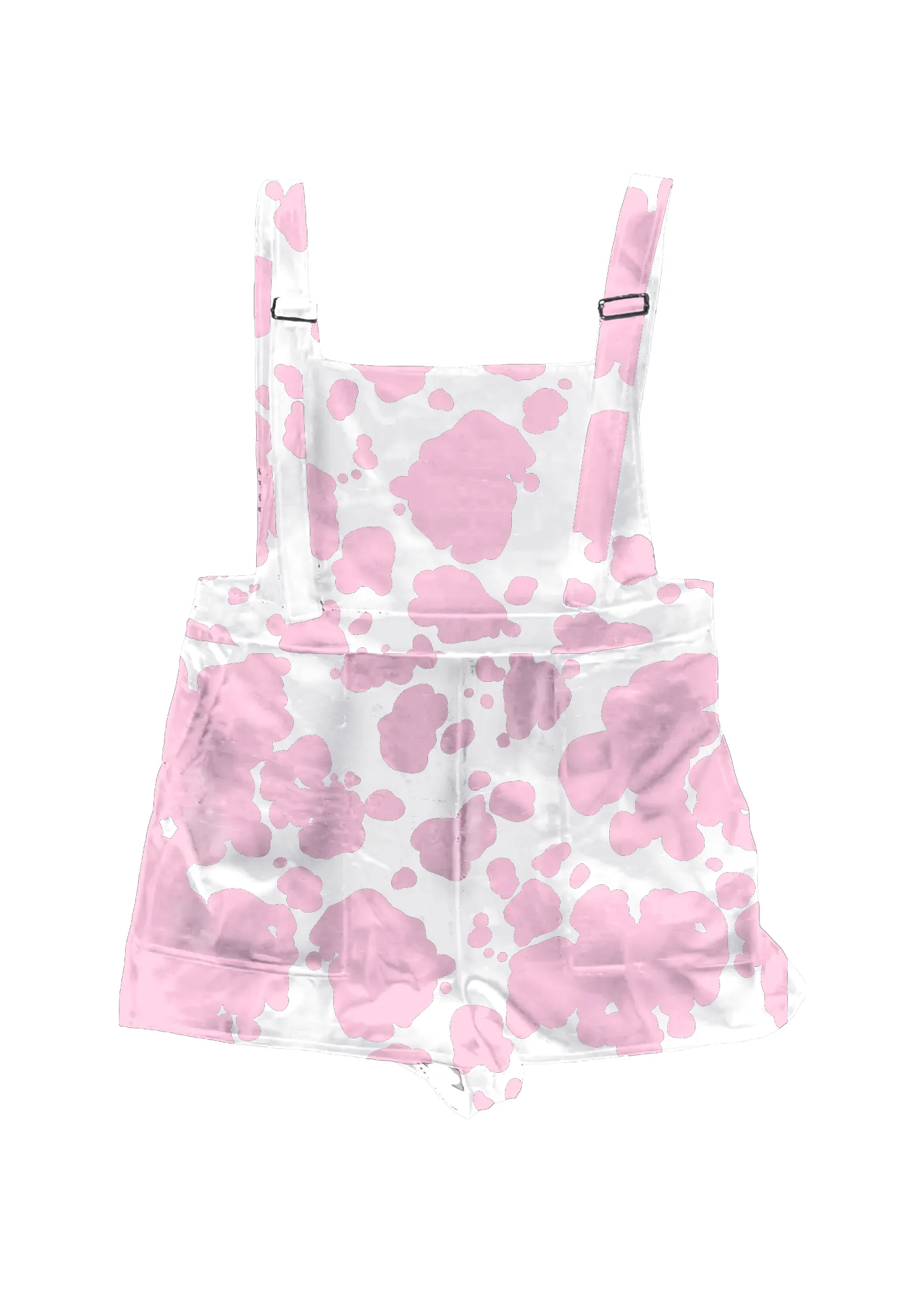 XL Pink Cow Print Overall Shorts