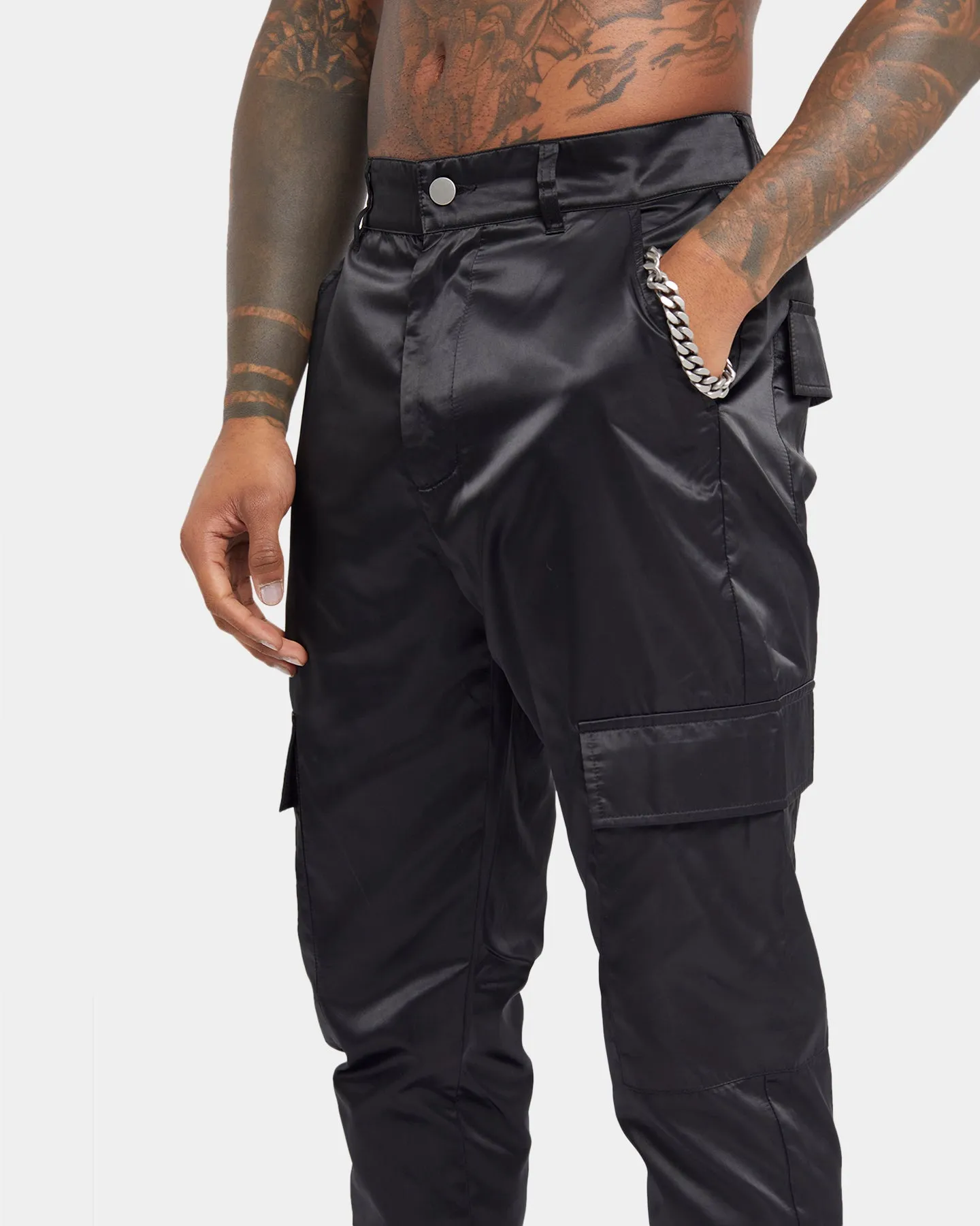 XXIII Veeti Satin Cargo Pants Black